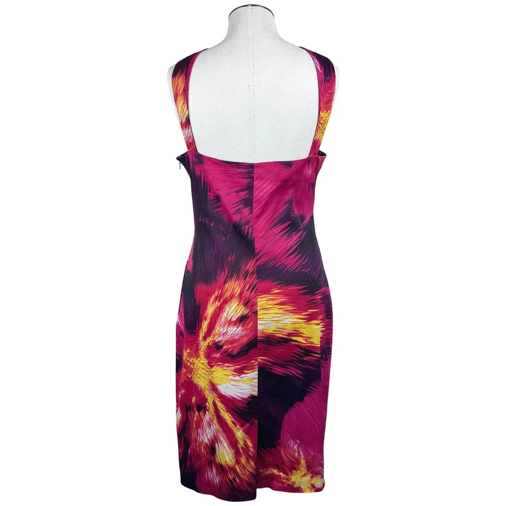 Karen Millen Women's Abstract Print Crisscross‎ Halter Neck Sheath Dress Size 10